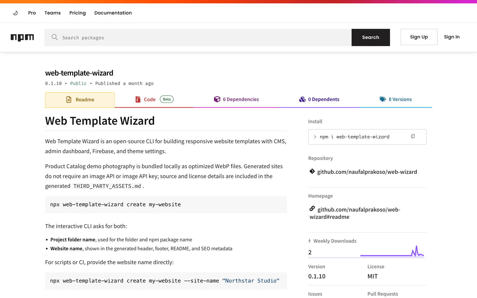 Web Template Wizard distribution page preview
